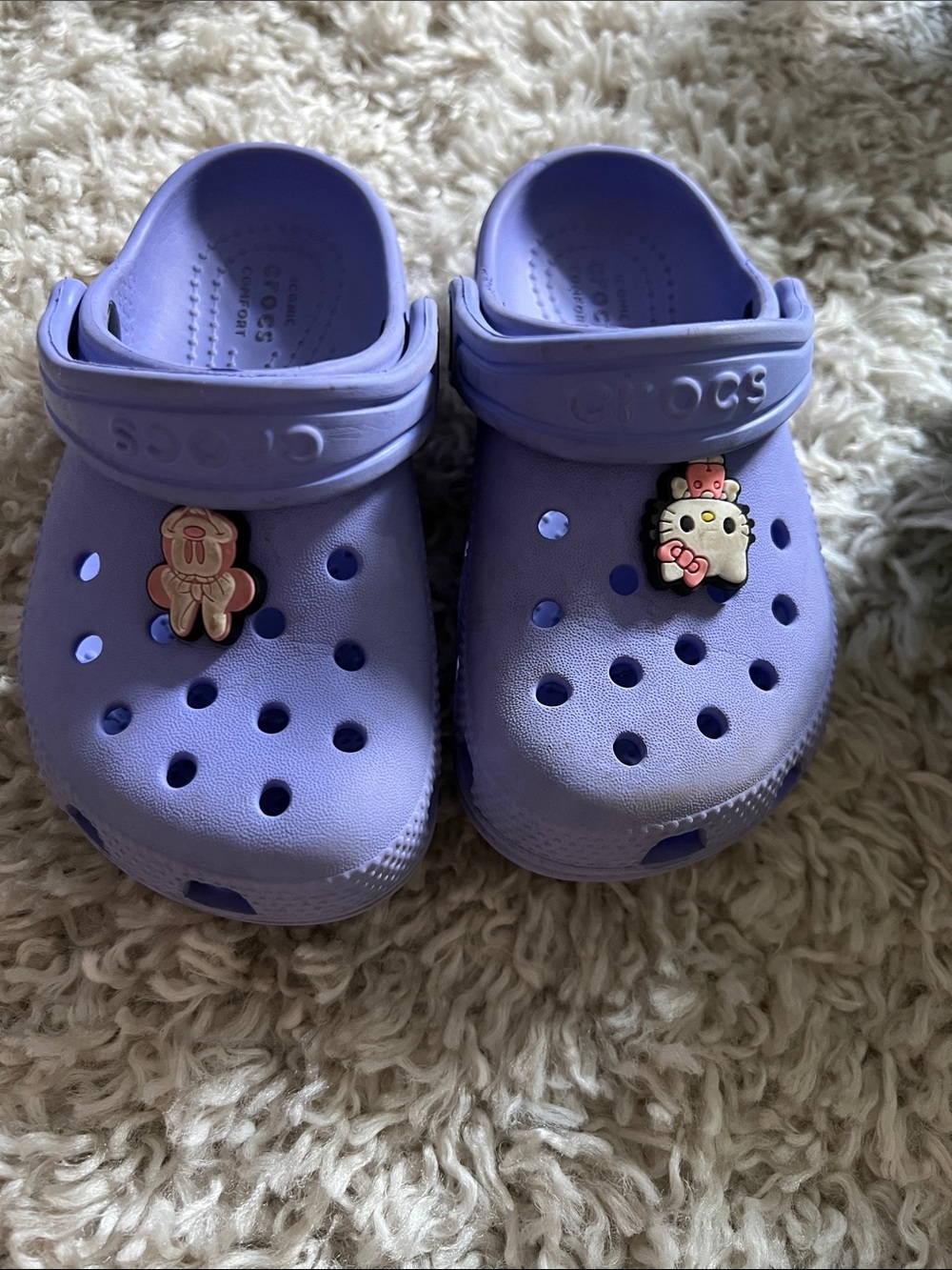 CROCS Kids Lavender Classic Clogs with Character Charms
